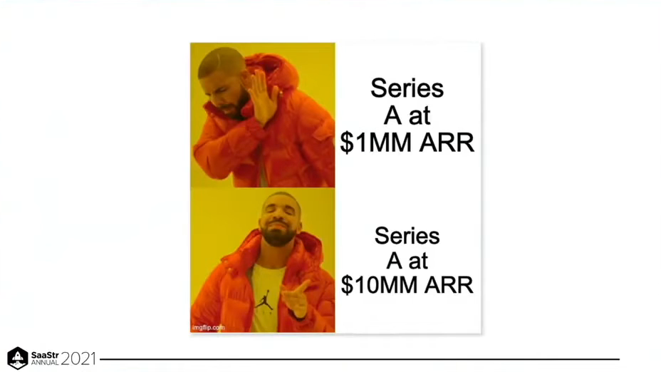 Slide 8: Meme: Series A at $1MM ARR versus Series A at $10MM ARR
