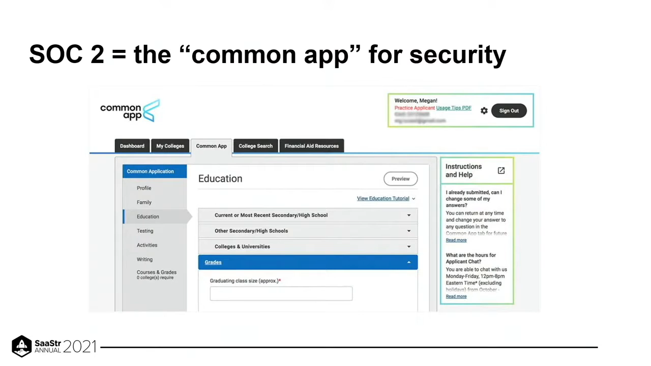 Slide 13: SOC 2 = the “common app” for security